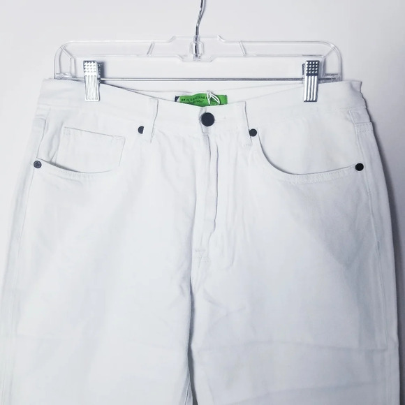 Free People x Sandrine Rose Sz 28 White Raw Hem High Rise Denim Bermuda Shorts - Picture 3 of 14